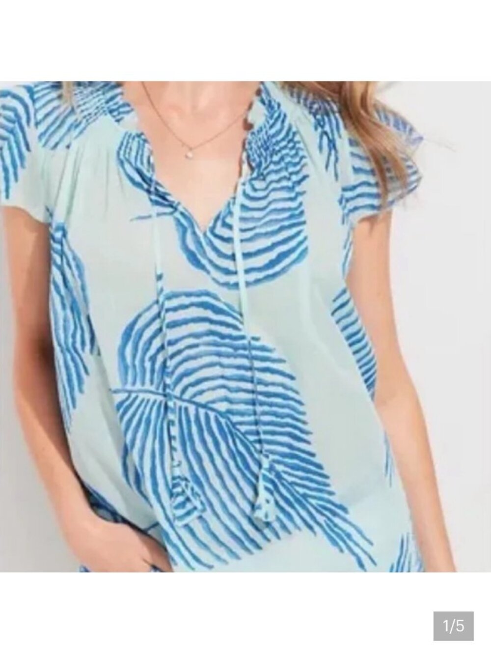 NWT Vineyard Vines Crystal Blue Gauzy Tassel Top Size Small